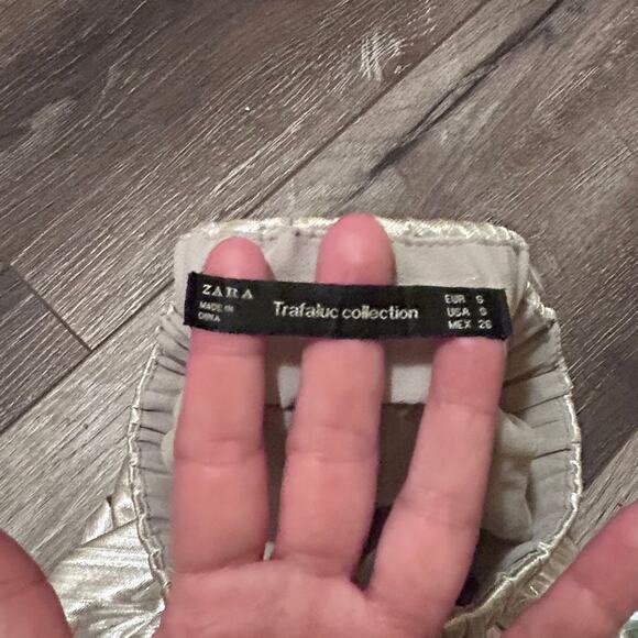 ZARA Color Block Metallic Pleated Skirt, Size Small - Picture 8 of 9